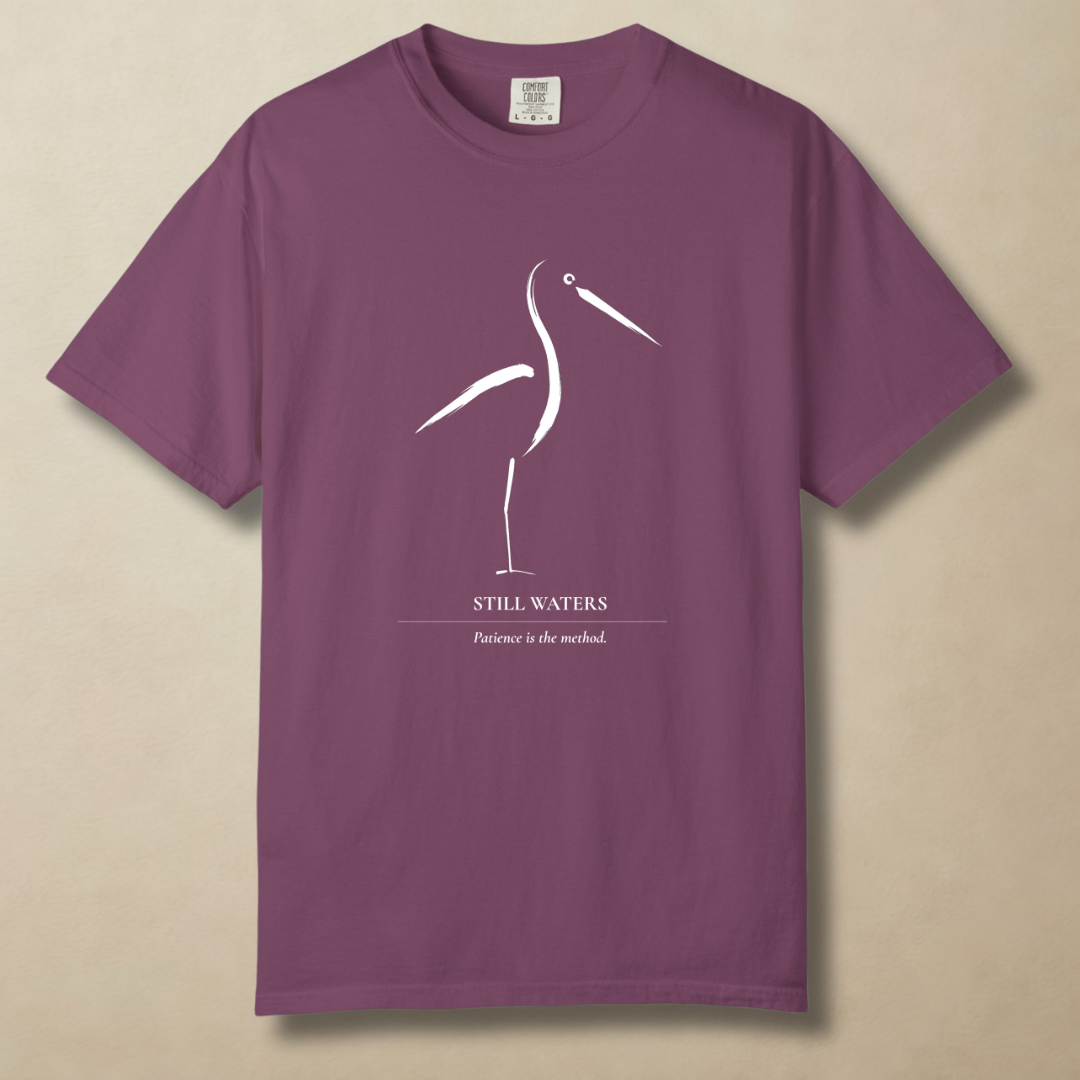 Still Waters - Minimalist Heron T-Shirt
