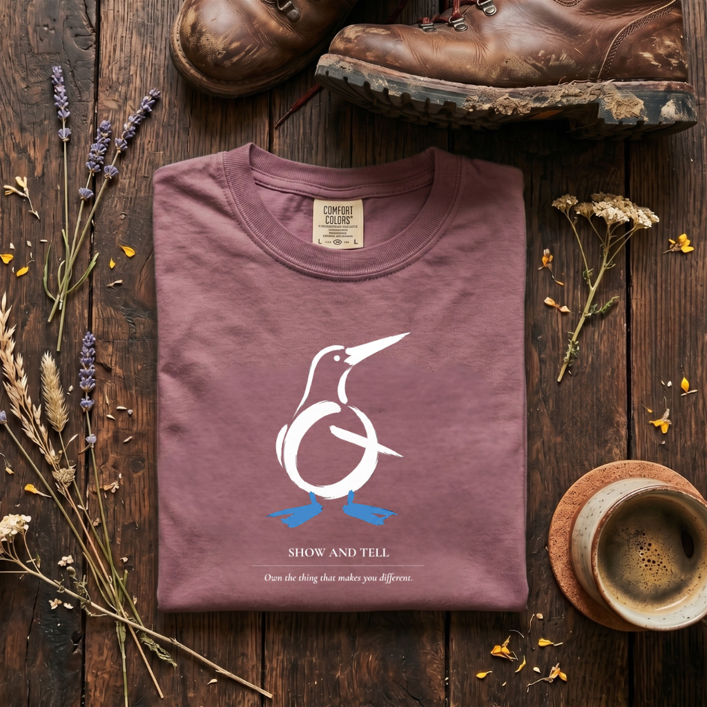 Show and Tell - Minimalist Blue-footed Booby T-Shirt