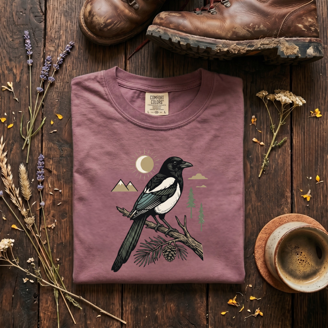 Black-Billed Magpie - Mountain Forest T-Shirt