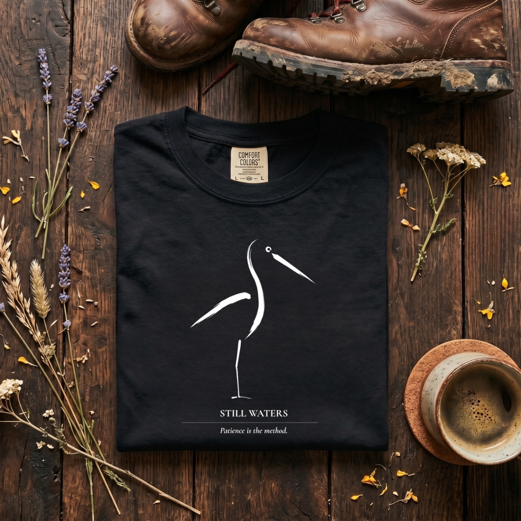 Still Waters - Minimalist Heron T-Shirt