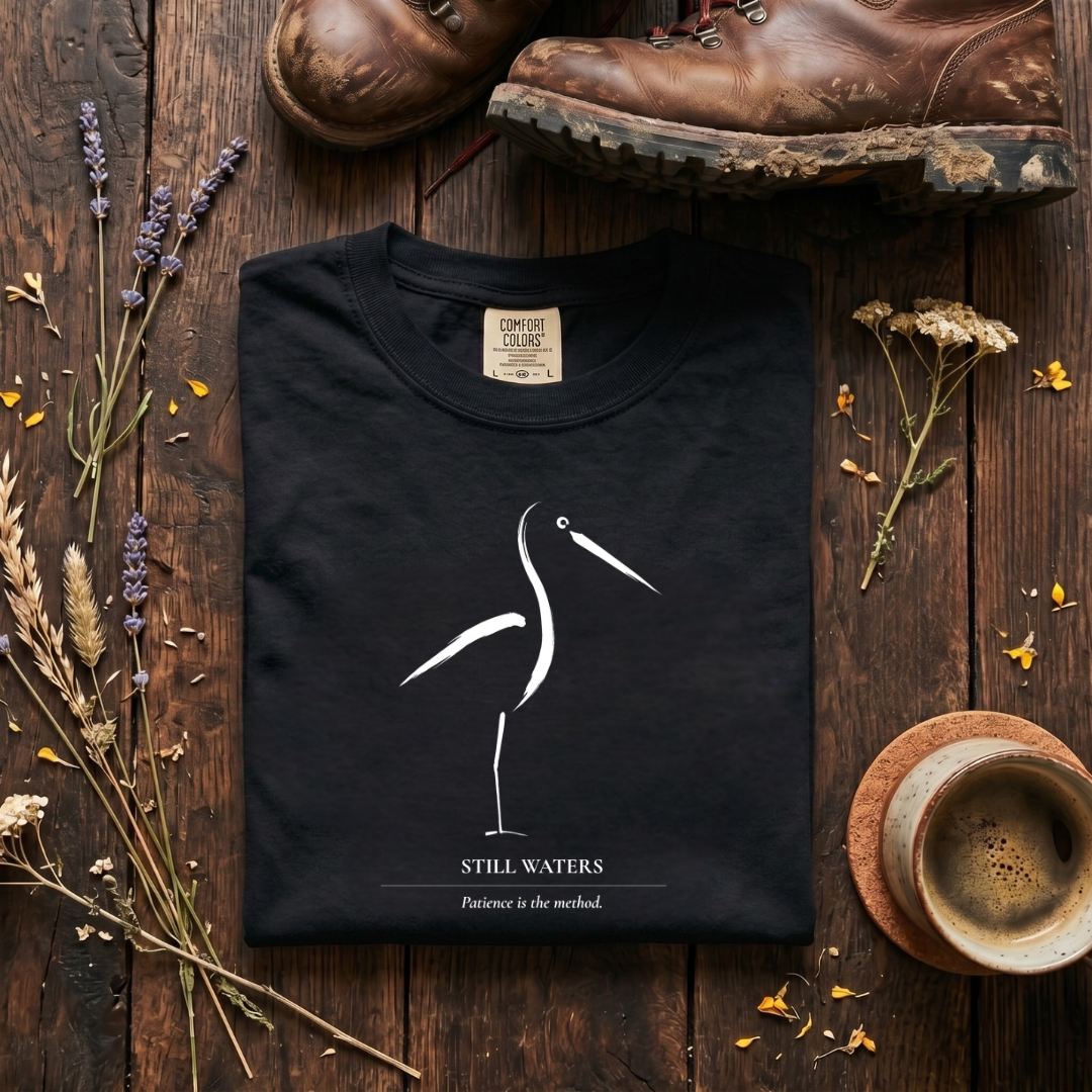 Still Waters - Minimalist Heron T-Shirt