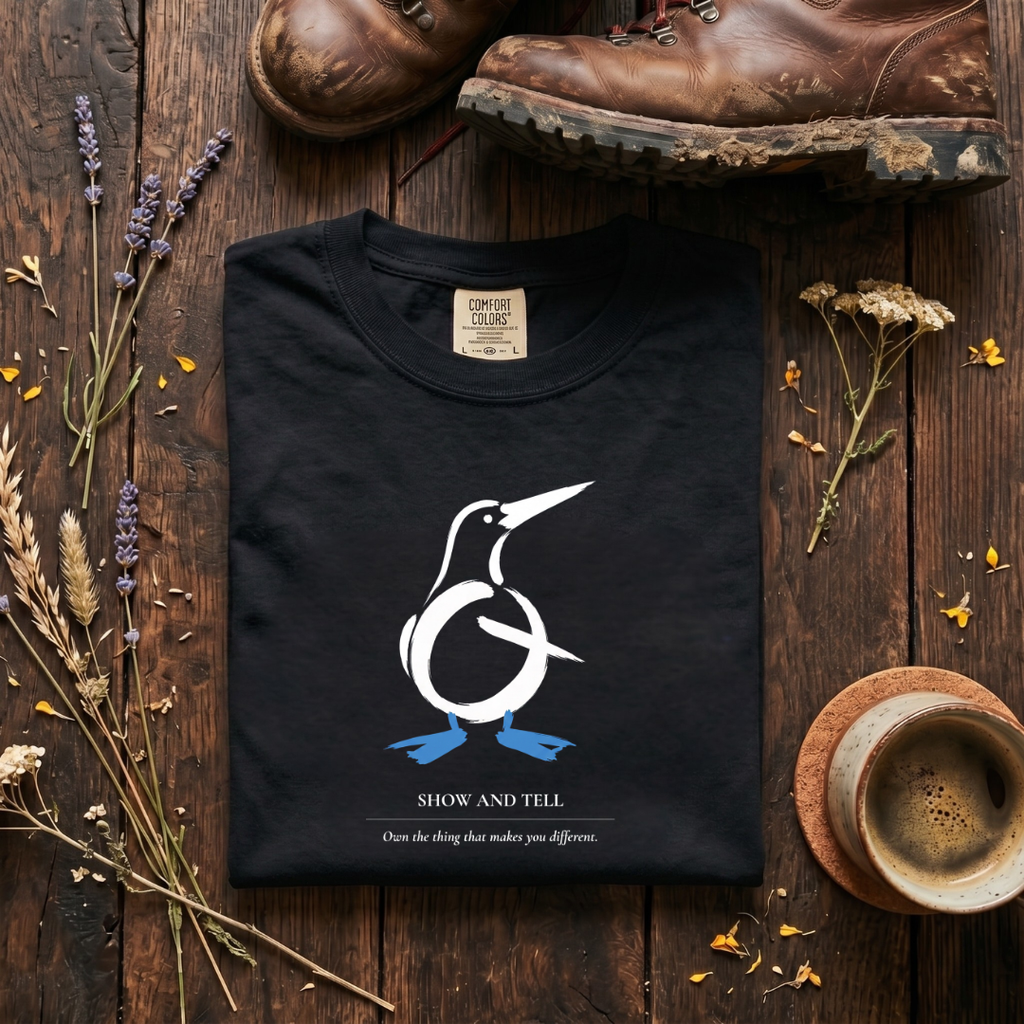 Show and Tell - Minimalist Blue-footed Booby T-Shirt