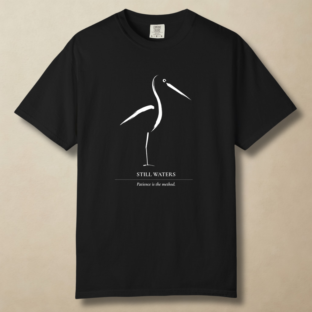 Still Waters - Minimalist Heron T-Shirt