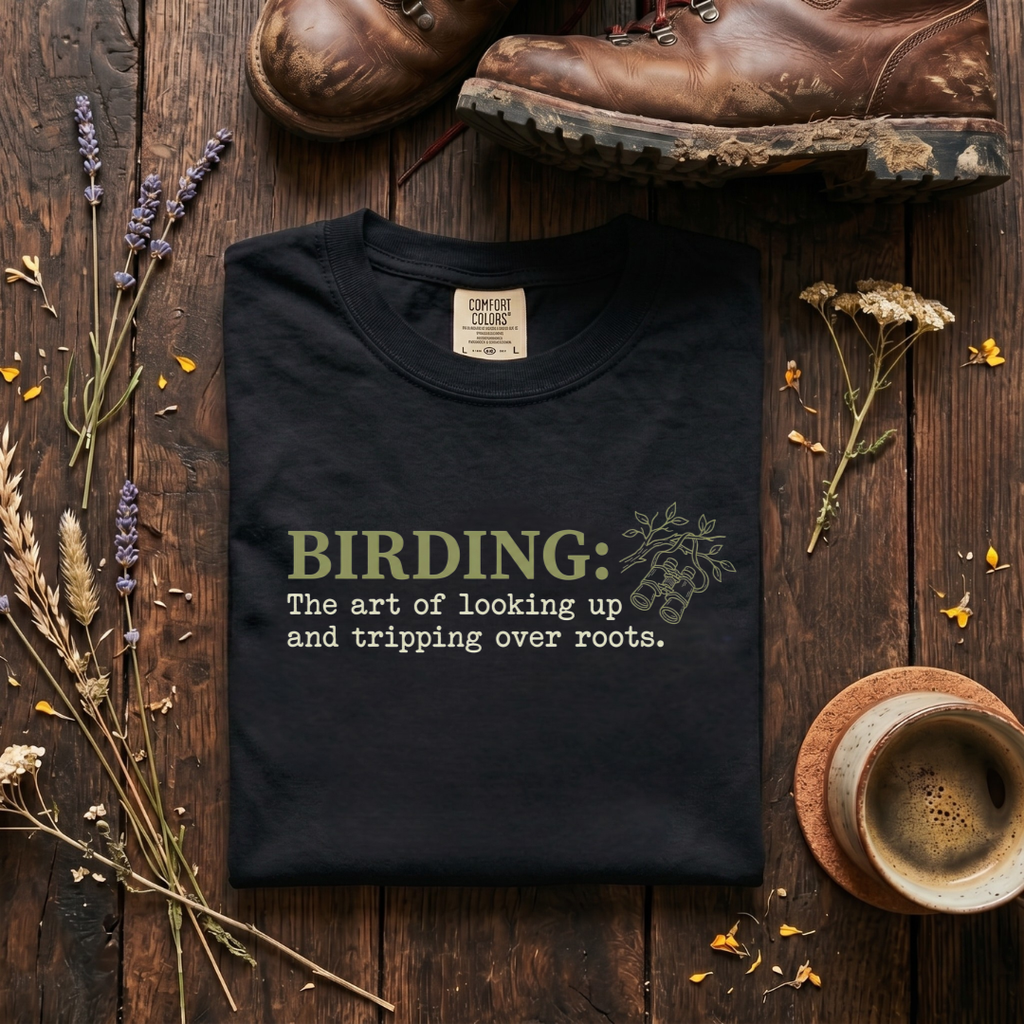 Birding: The Art of Looking Up and Tripping Over Roots T-Shirt