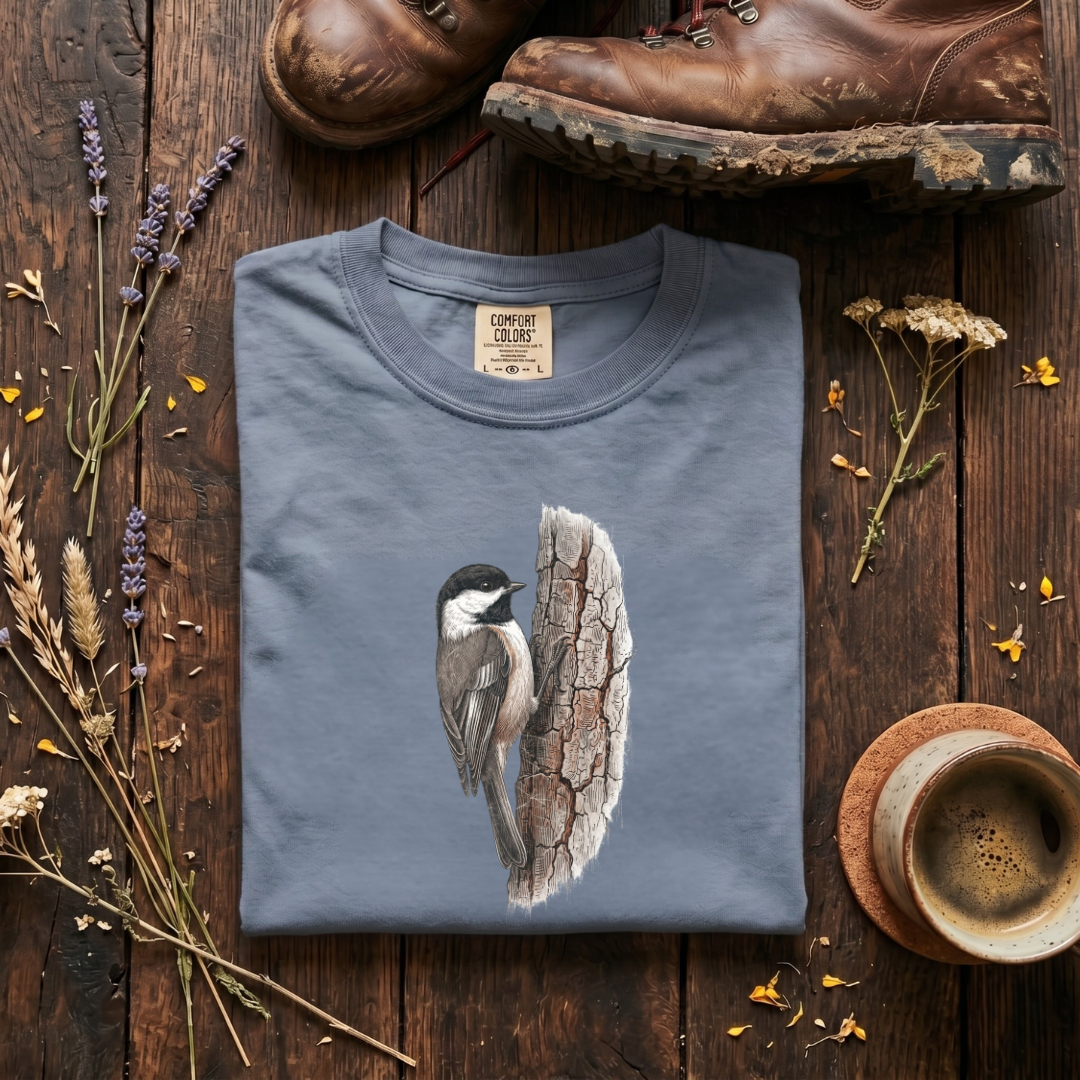 Black-capped Chickadee - The Vertical Axis T-Shirt