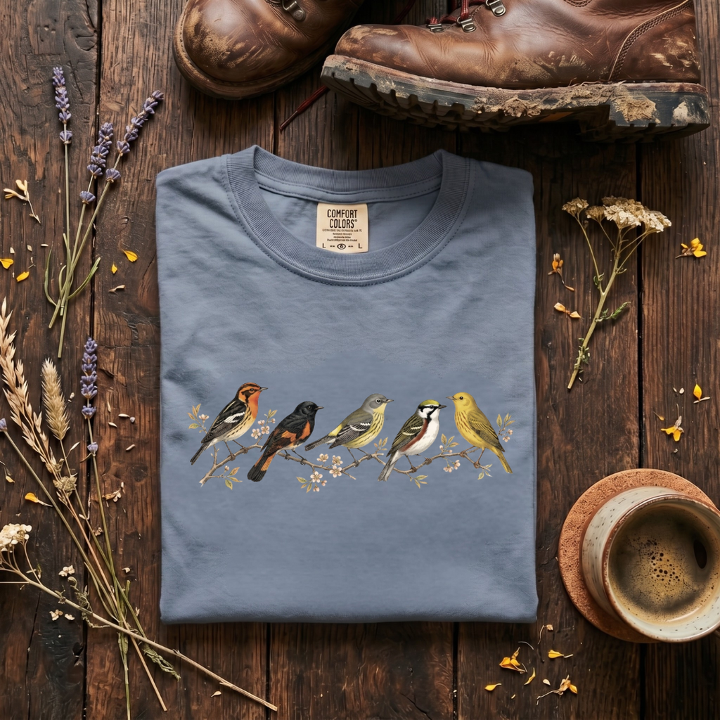 Spring Warblers - Field Guide Row T-Shirt