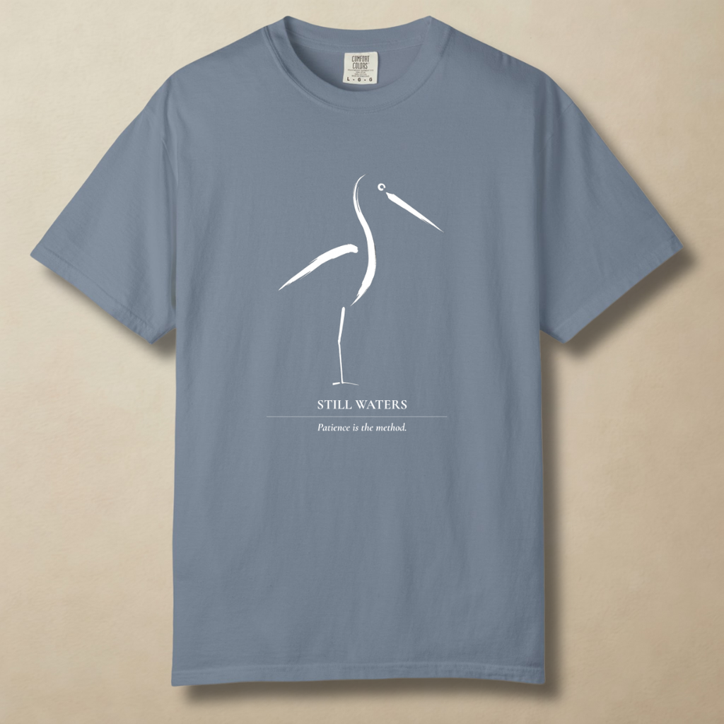 Still Waters - Minimalist Heron T-Shirt
