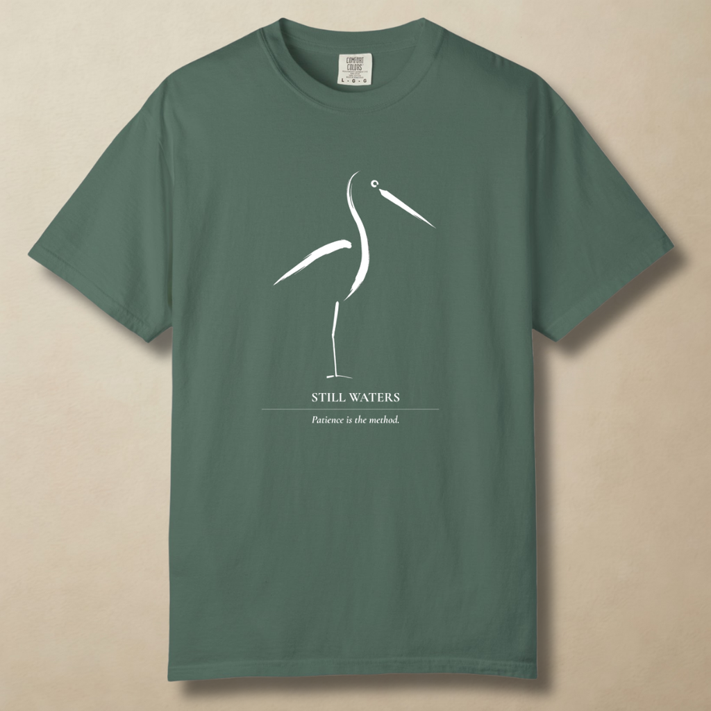 Still Waters - Minimalist Heron T-Shirt