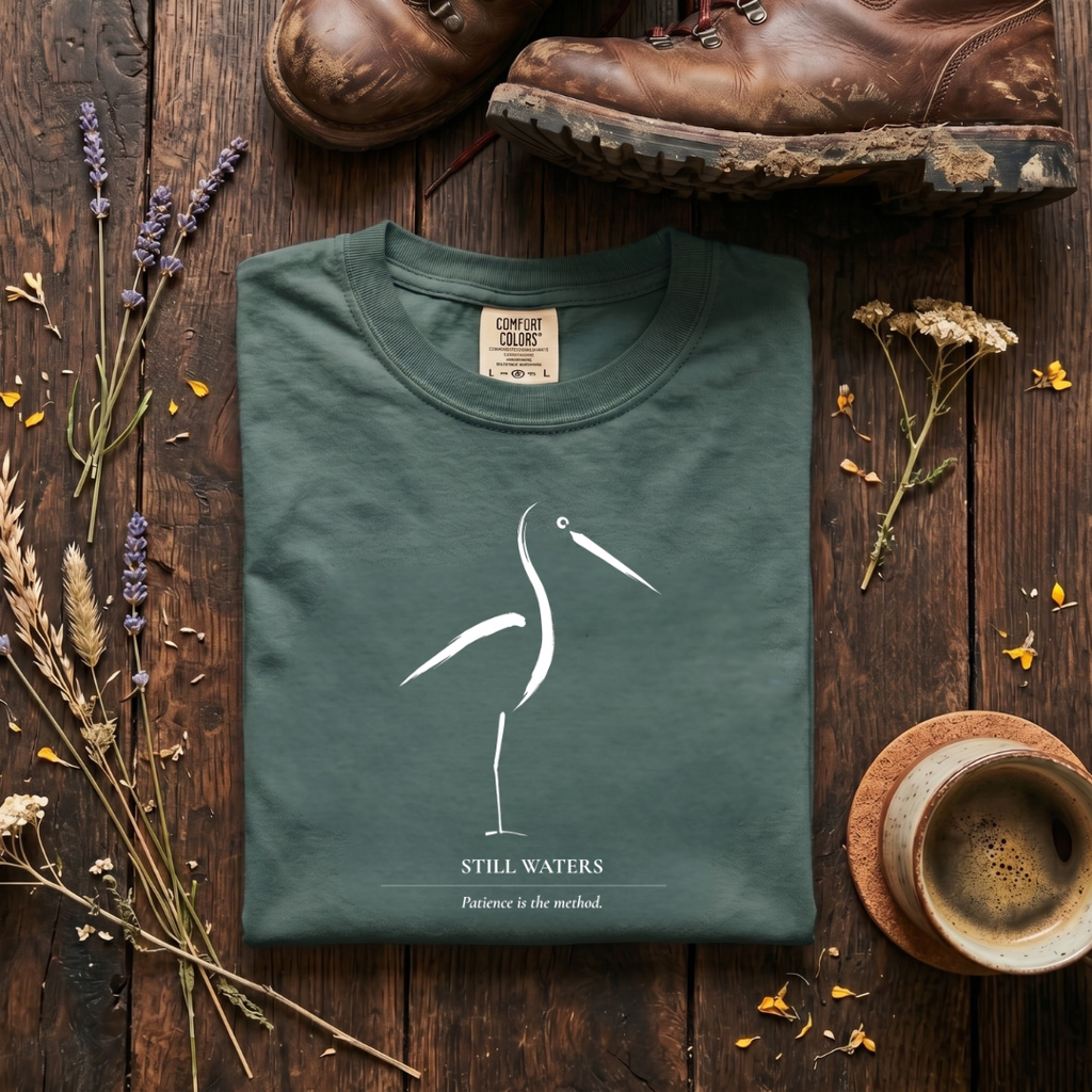 Still Waters - Minimalist Heron T-Shirt
