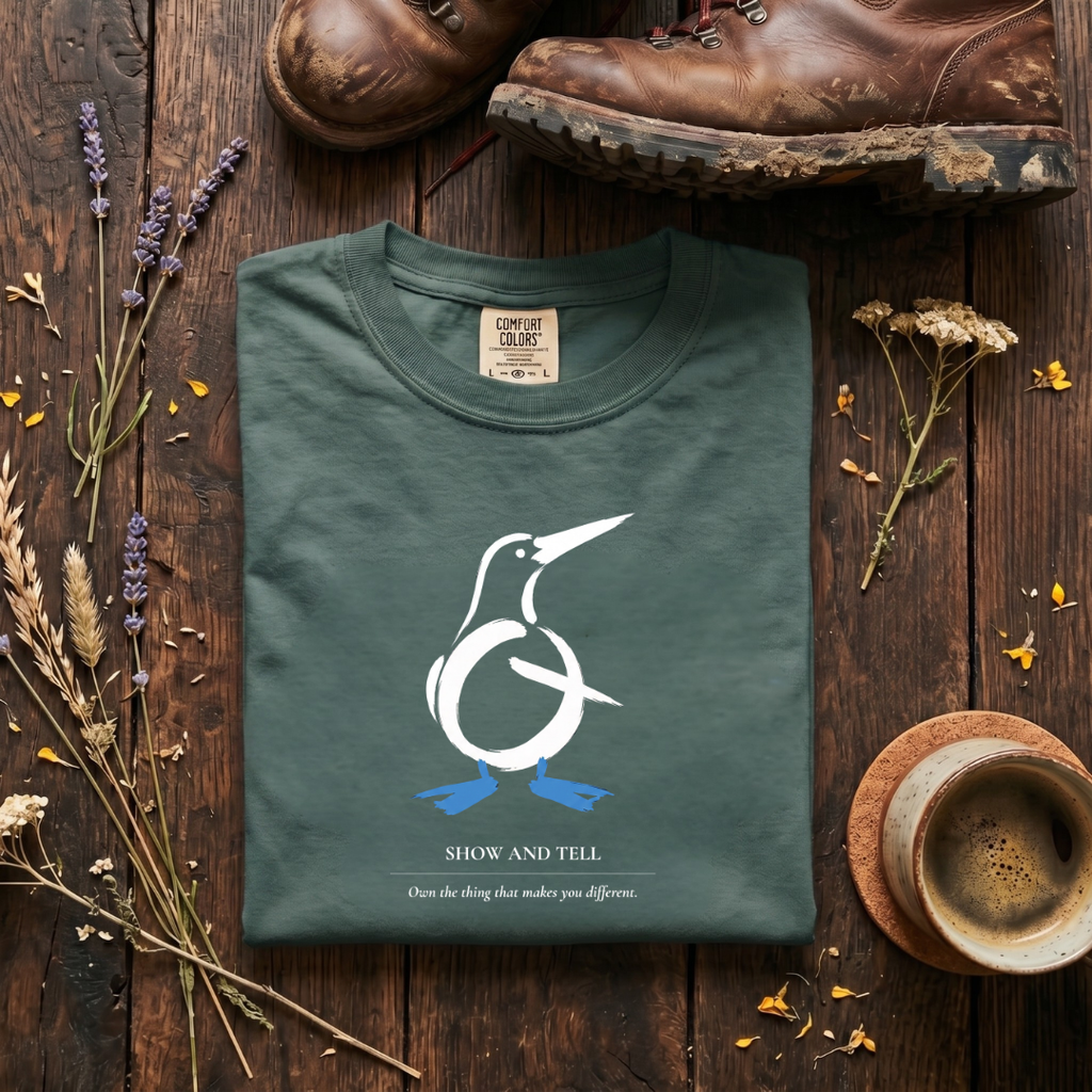 Show and Tell - Minimalist Blue-footed Booby T-Shirt