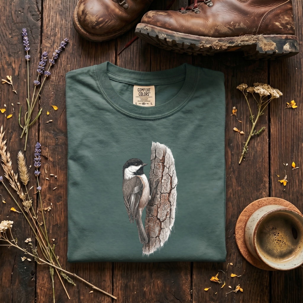 Black-capped Chickadee - The Vertical Axis T-Shirt