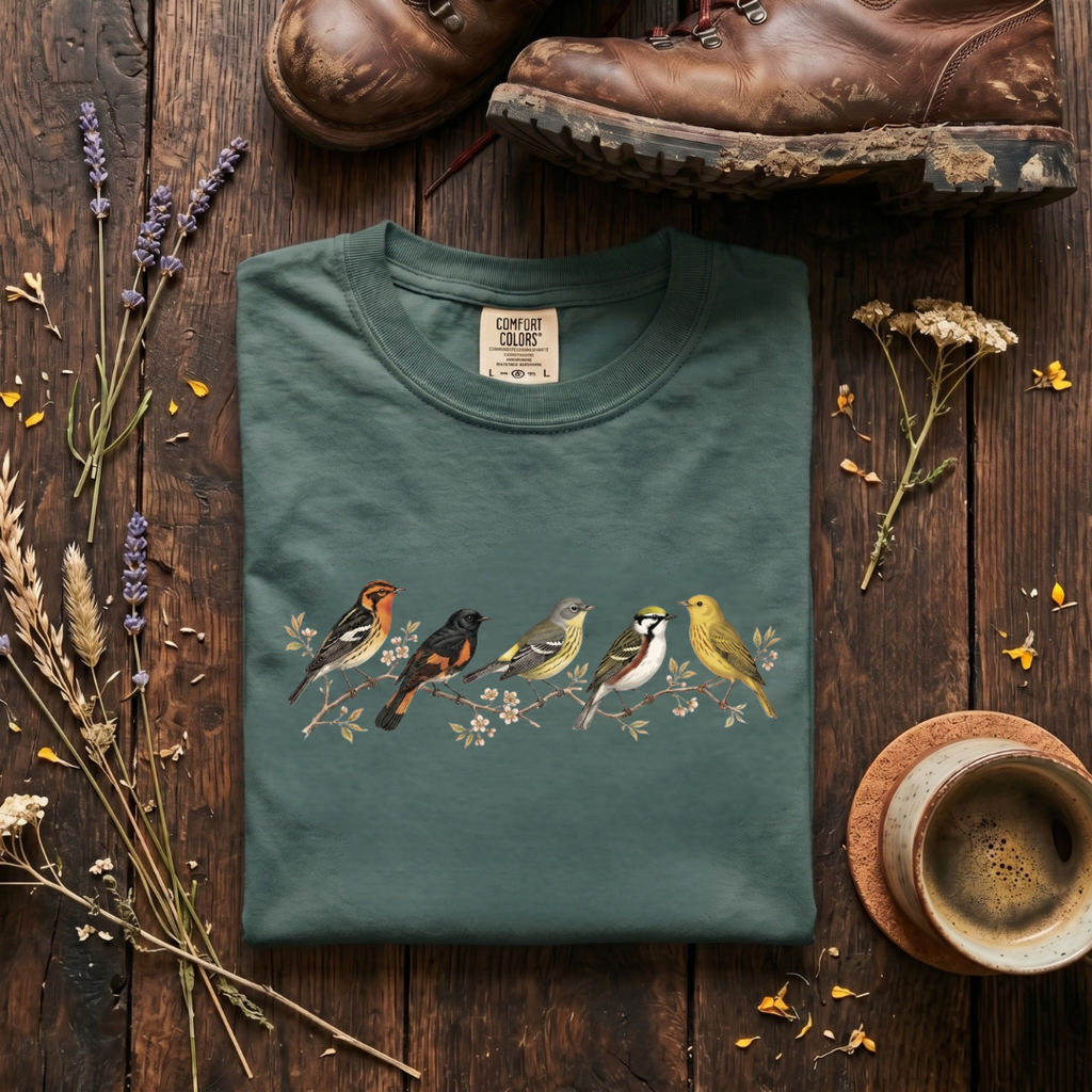 Spring Warblers - Field Guide Row T-Shirt