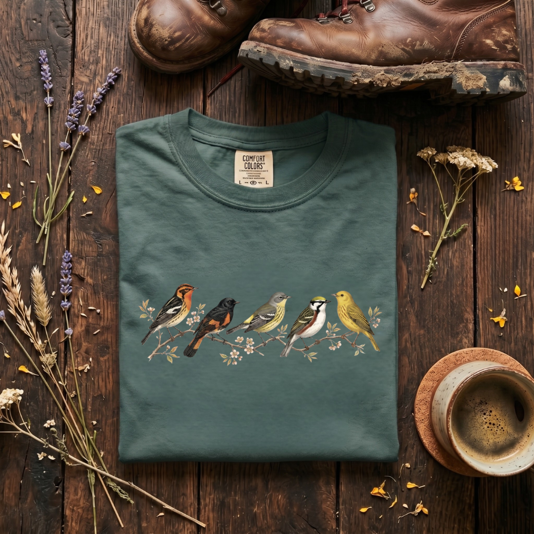 Spring Warblers - Field Guide Row T-Shirt