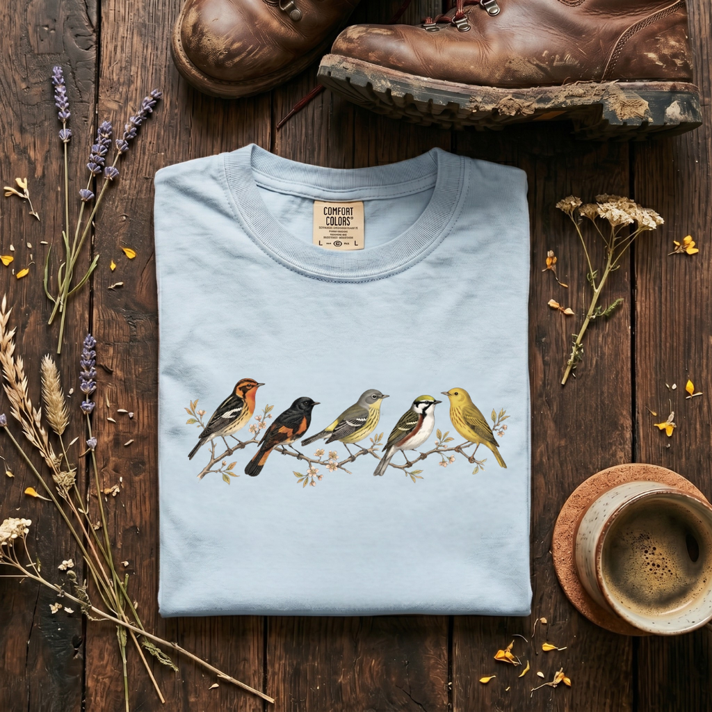 Spring Warblers - Field Guide Row T-Shirt