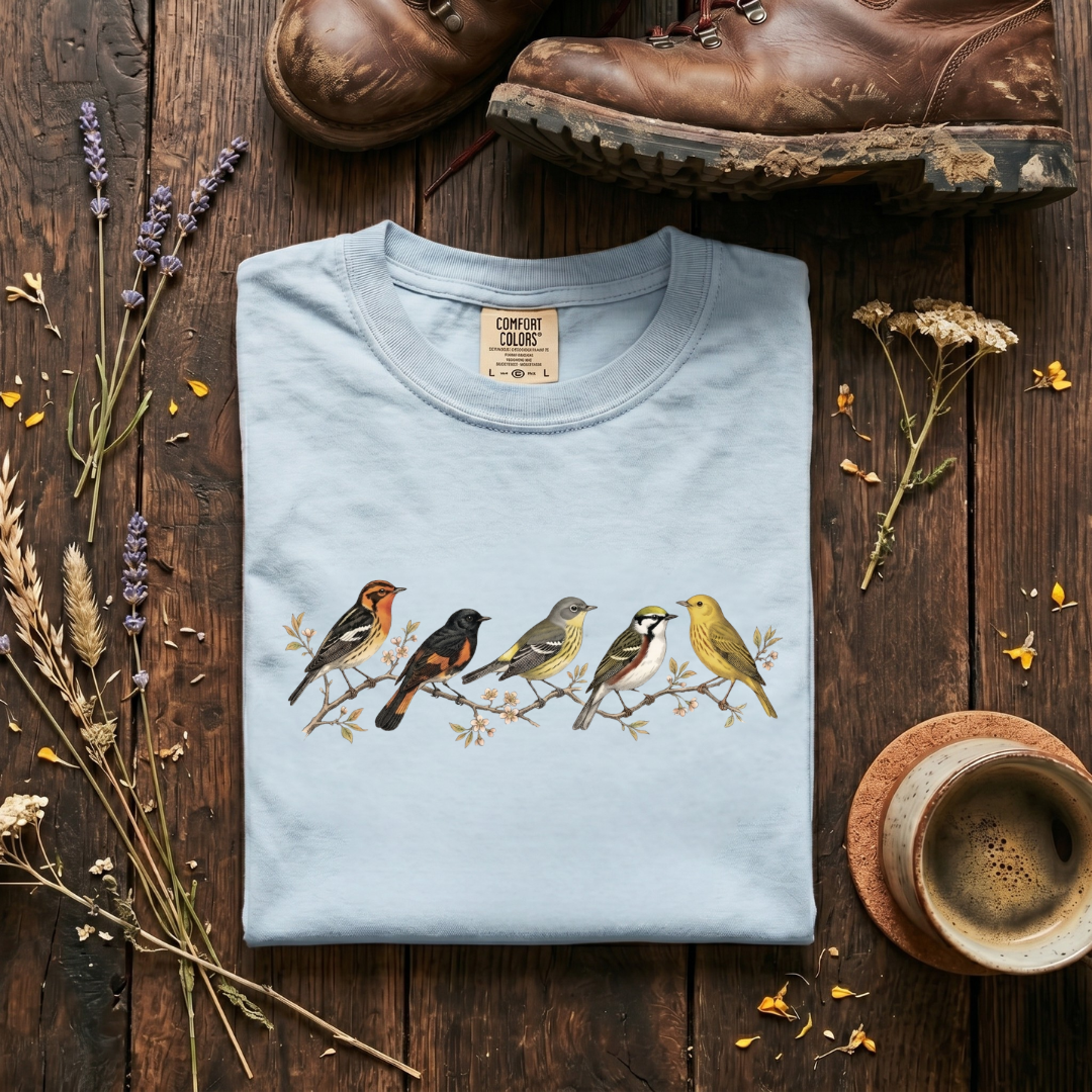 Spring Warblers - Field Guide Row T-Shirt