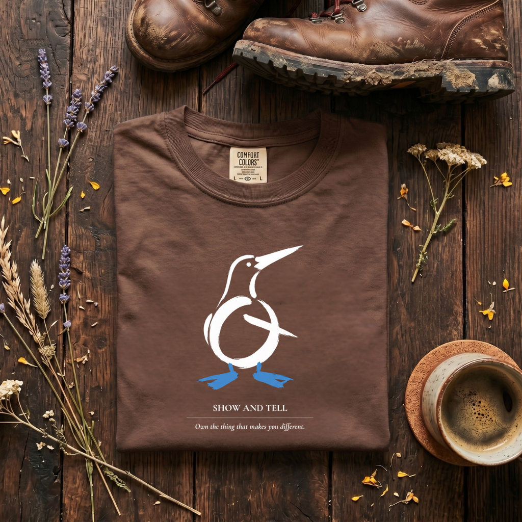 Show and Tell - Minimalist Blue-footed Booby T-Shirt