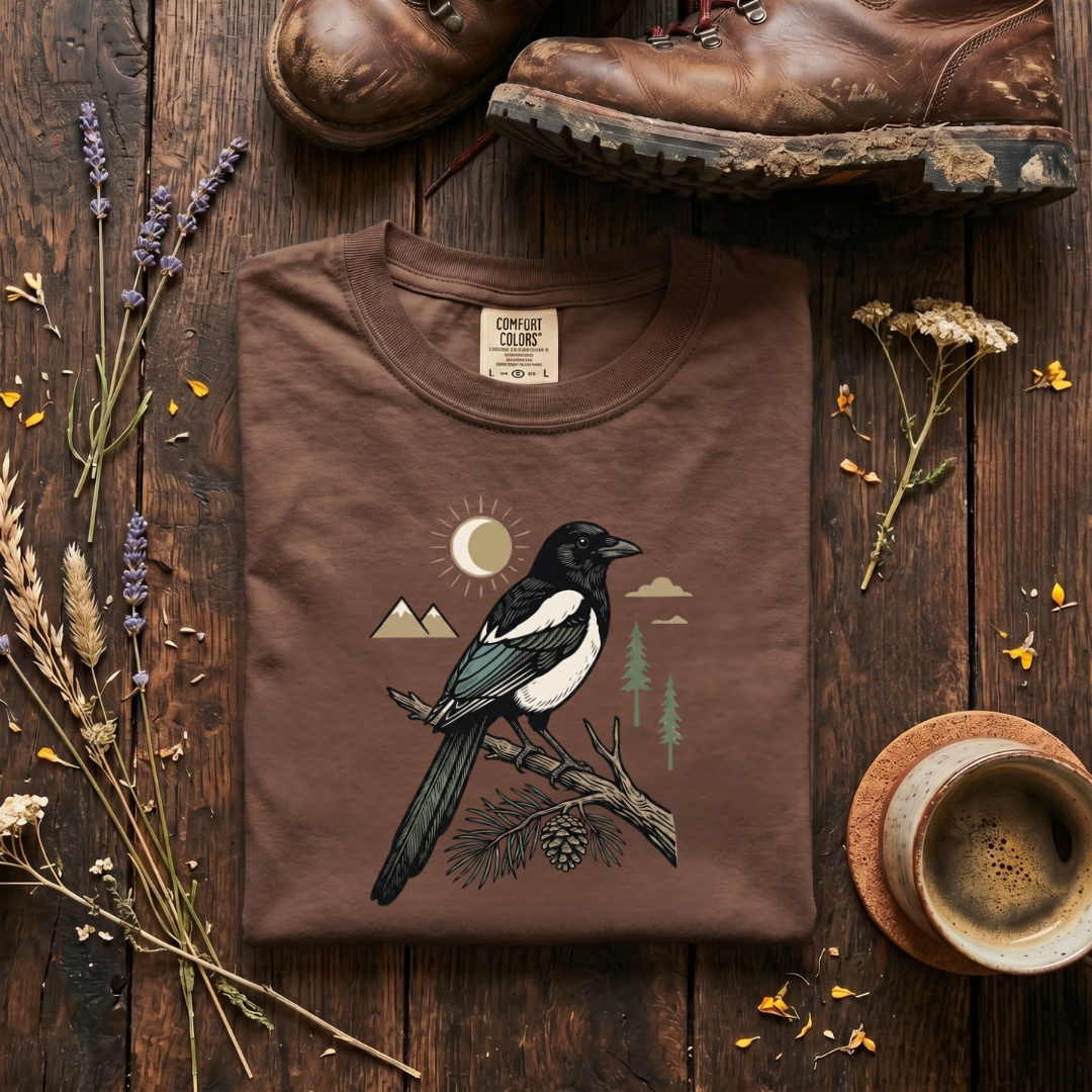 Black-Billed Magpie - Mountain Forest T-Shirt