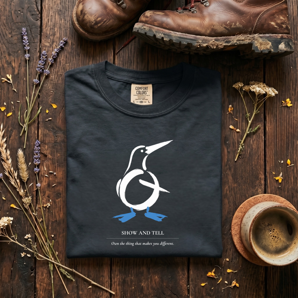 Show and Tell - Minimalist Blue-footed Booby T-Shirt