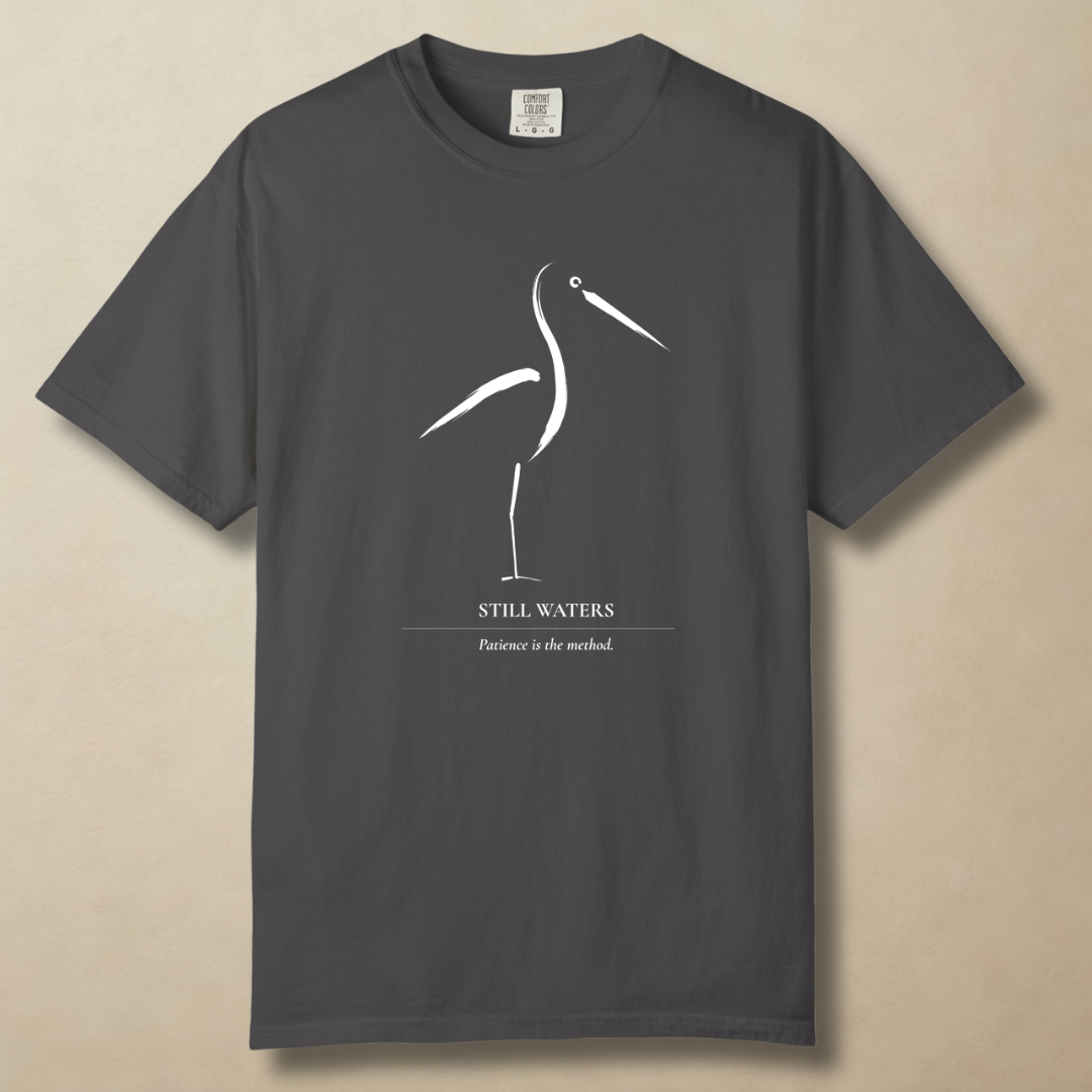 Still Waters - Minimalist Heron T-Shirt