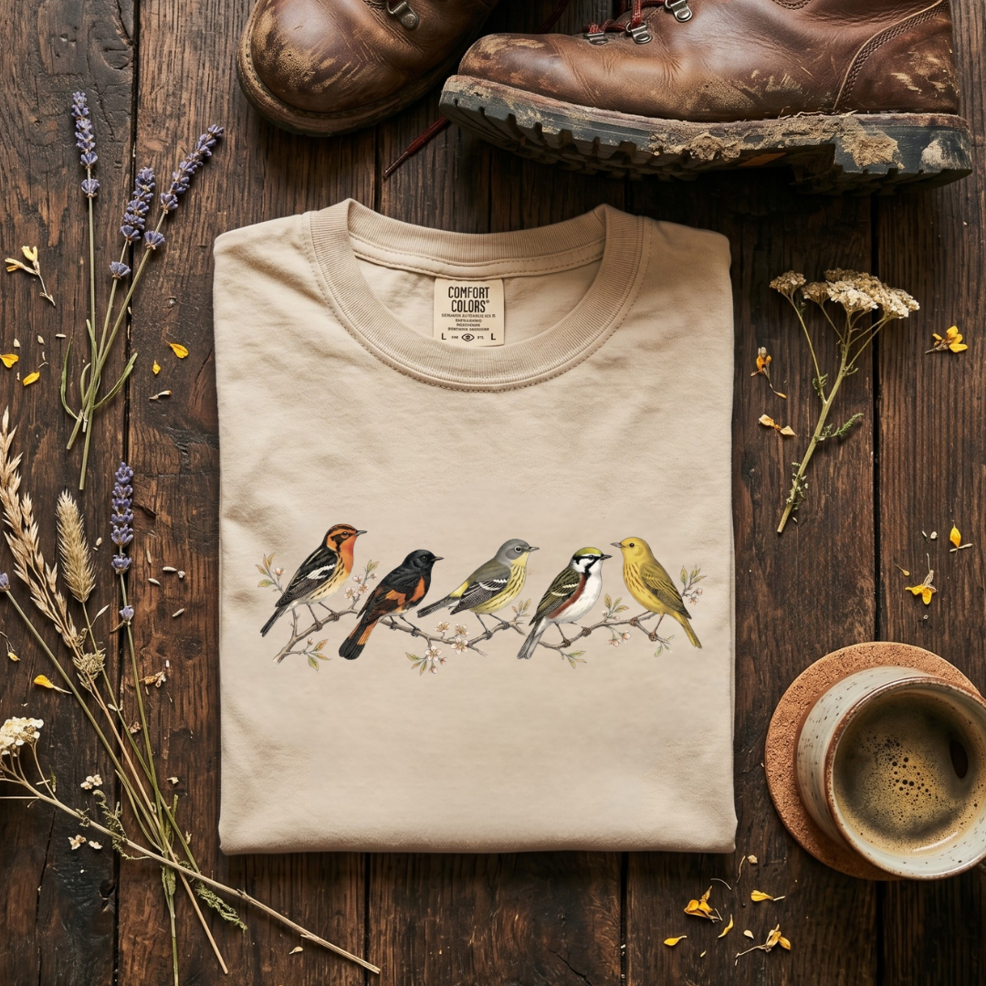 Spring Warblers - Field Guide Row T-Shirt