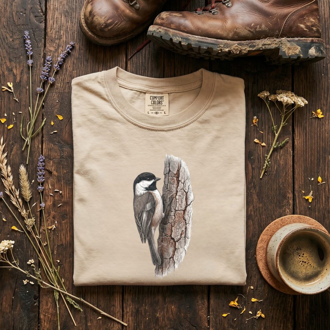 Black-capped Chickadee - The Vertical Axis T-Shirt