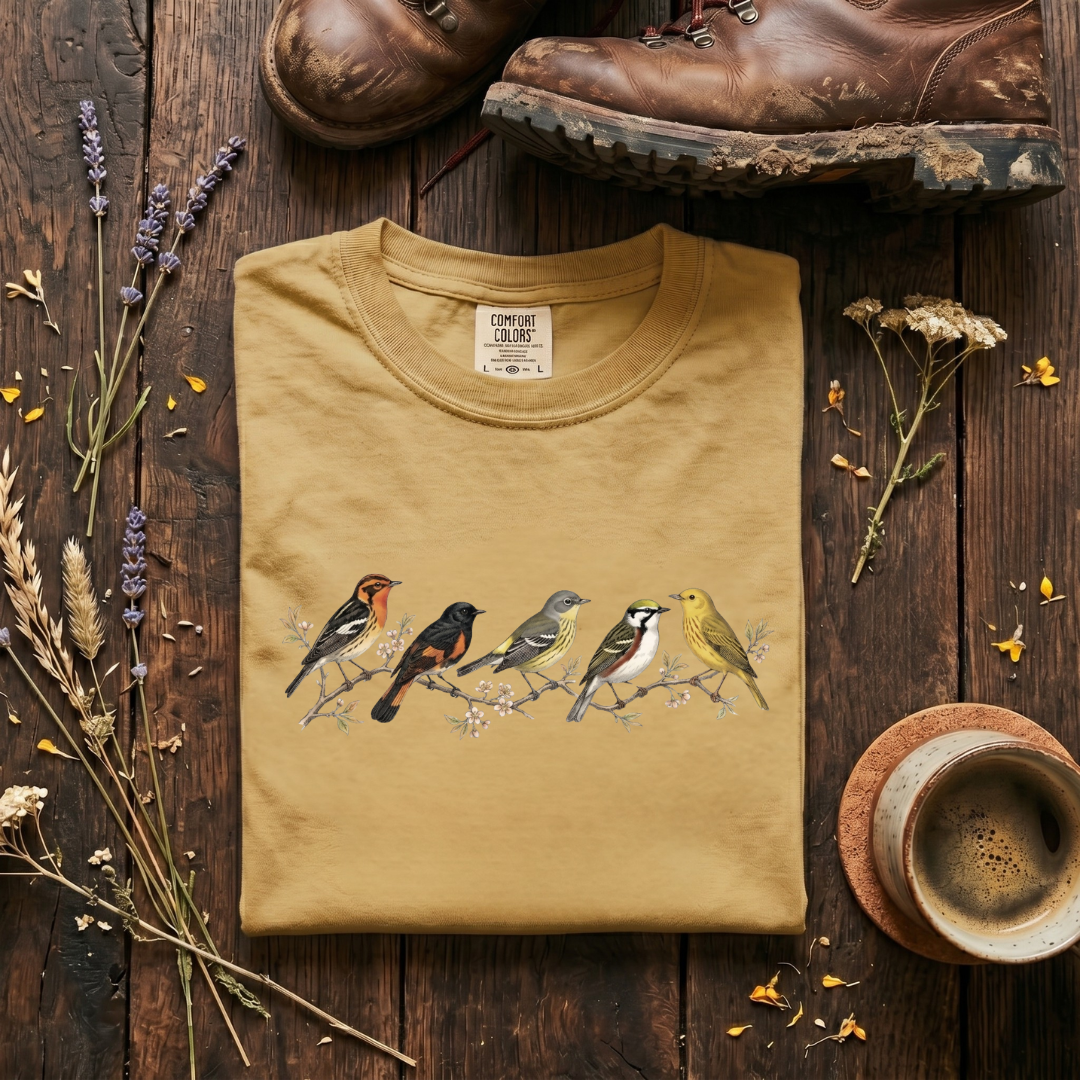 Spring Warblers - Field Guide Row T-Shirt