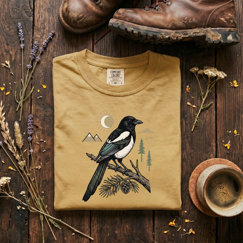 Black-Billed Magpie - Mountain Forest T-Shirt