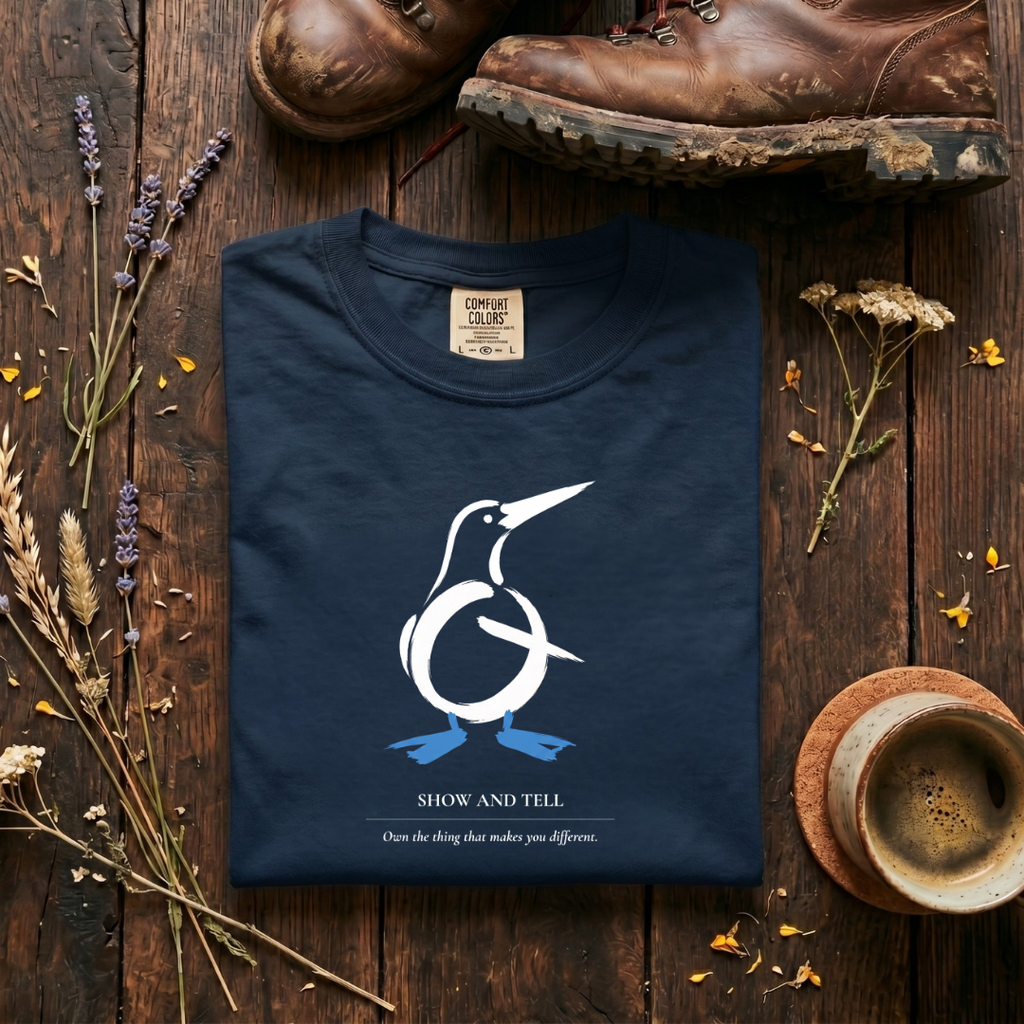 Show and Tell - Minimalist Blue-footed Booby T-Shirt
