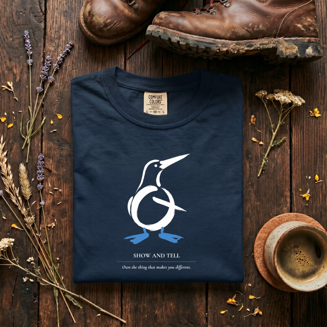 Show and Tell - Minimalist Blue-footed Booby T-Shirt