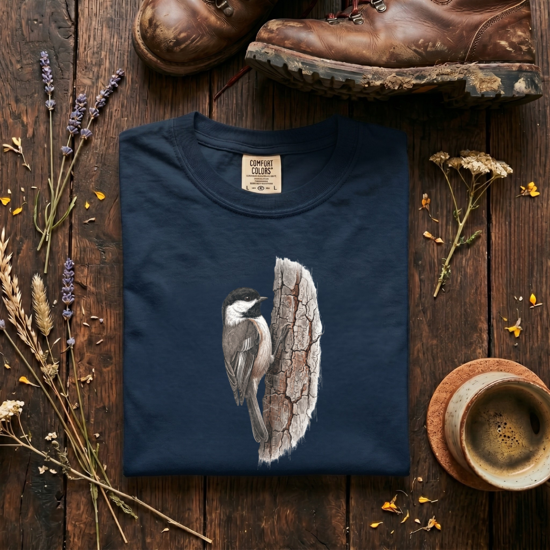 Black-capped Chickadee - The Vertical Axis T-Shirt