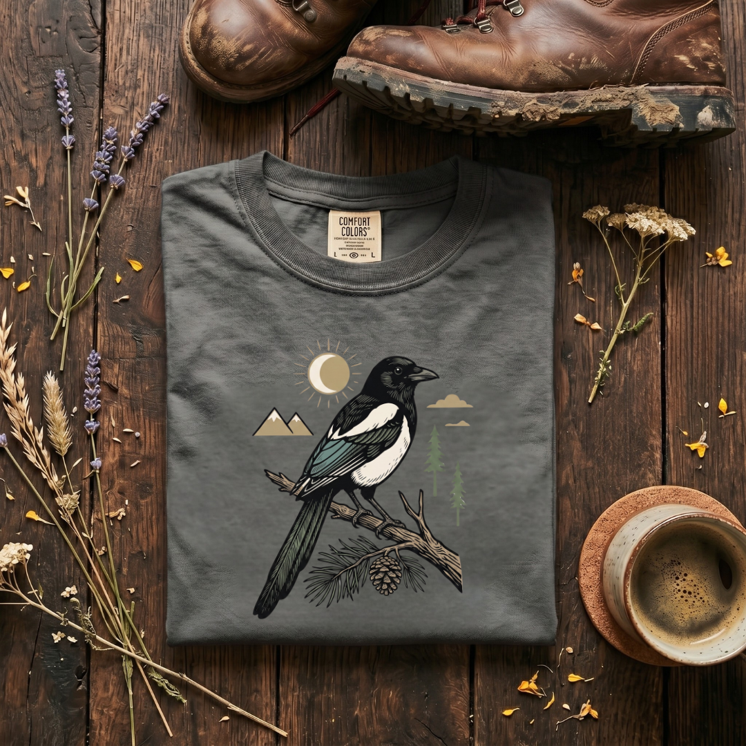 Black-Billed Magpie - Mountain Forest T-Shirt