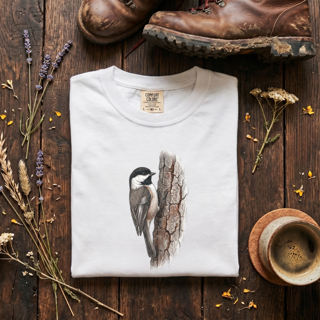 Black-capped Chickadee - The Vertical Axis T-Shirt