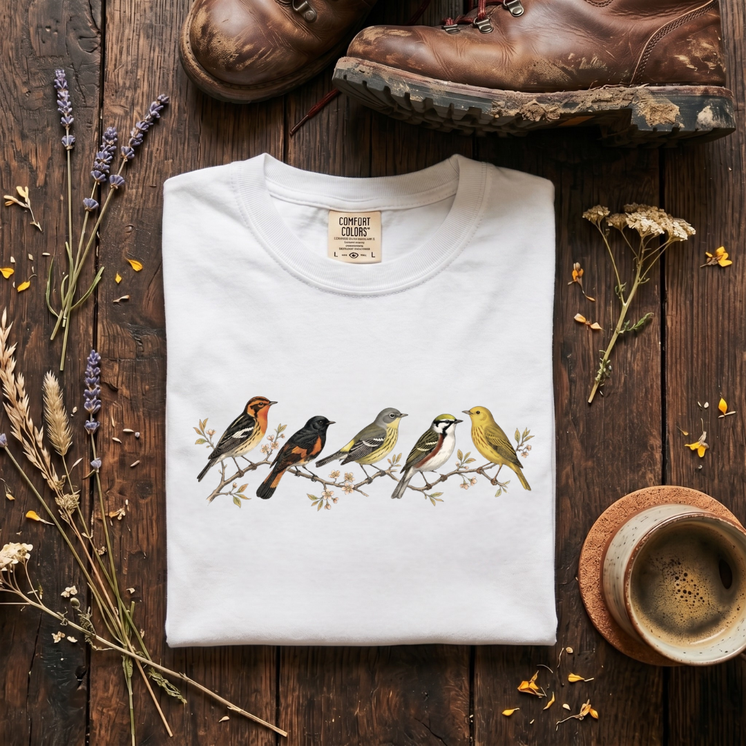 Spring Warblers - Field Guide Row T-Shirt