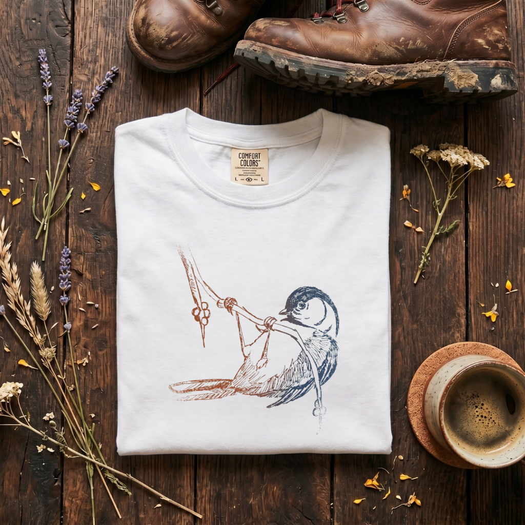 Black-capped Chickadee - Upside Down T-Shirt